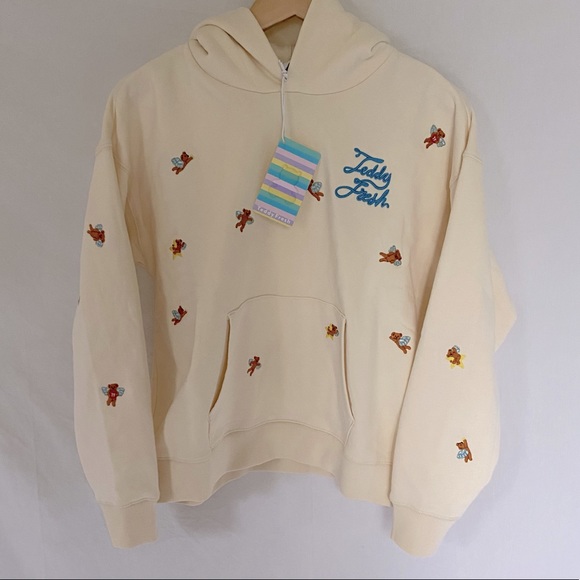 Teddy Fresh NWT Women’s Angel Bear Hoodie in Bone - Picture 2 of 9